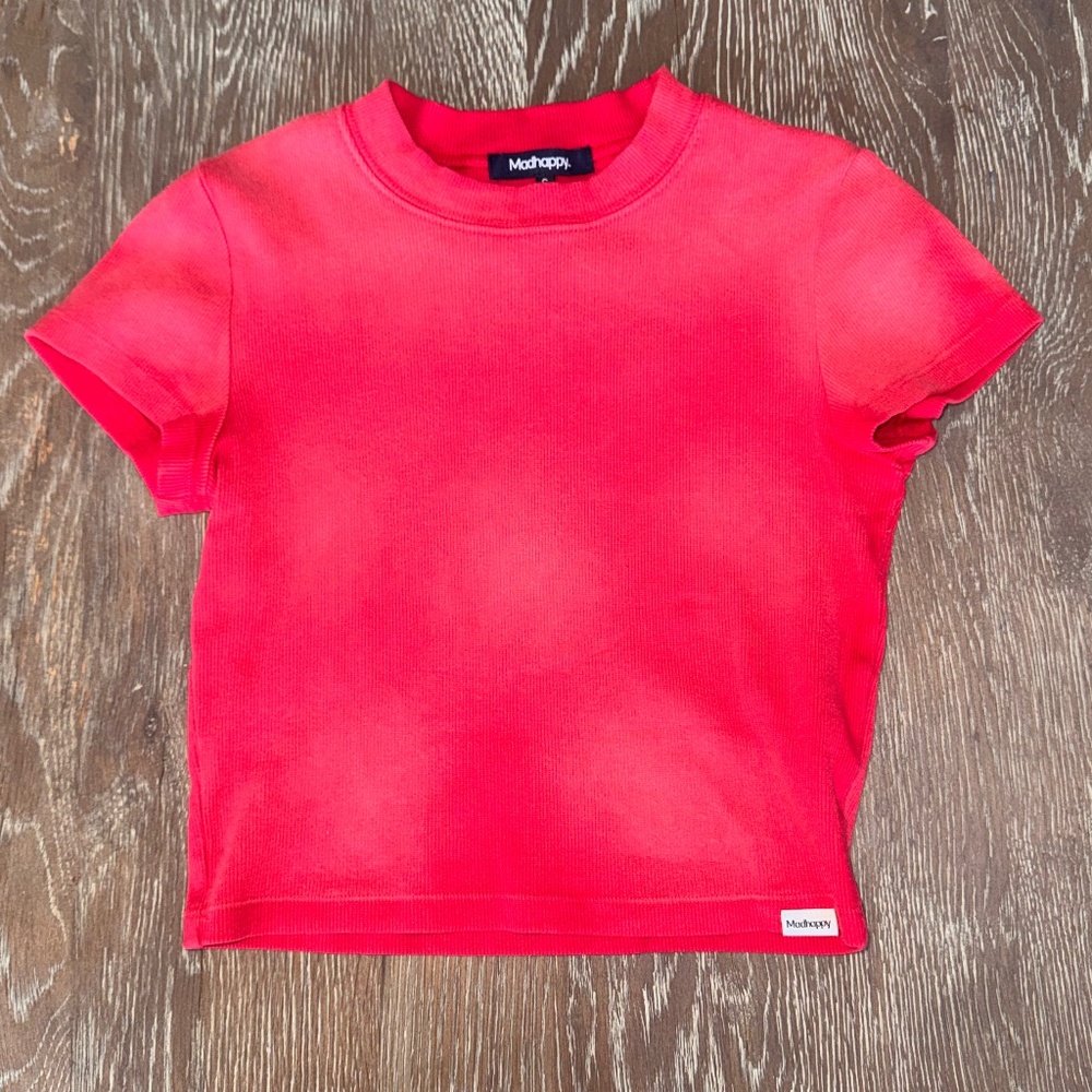 Madhappy Classic Acid Washed ribbed NWOT ombre ribbed baby-T Size S in "Roses"